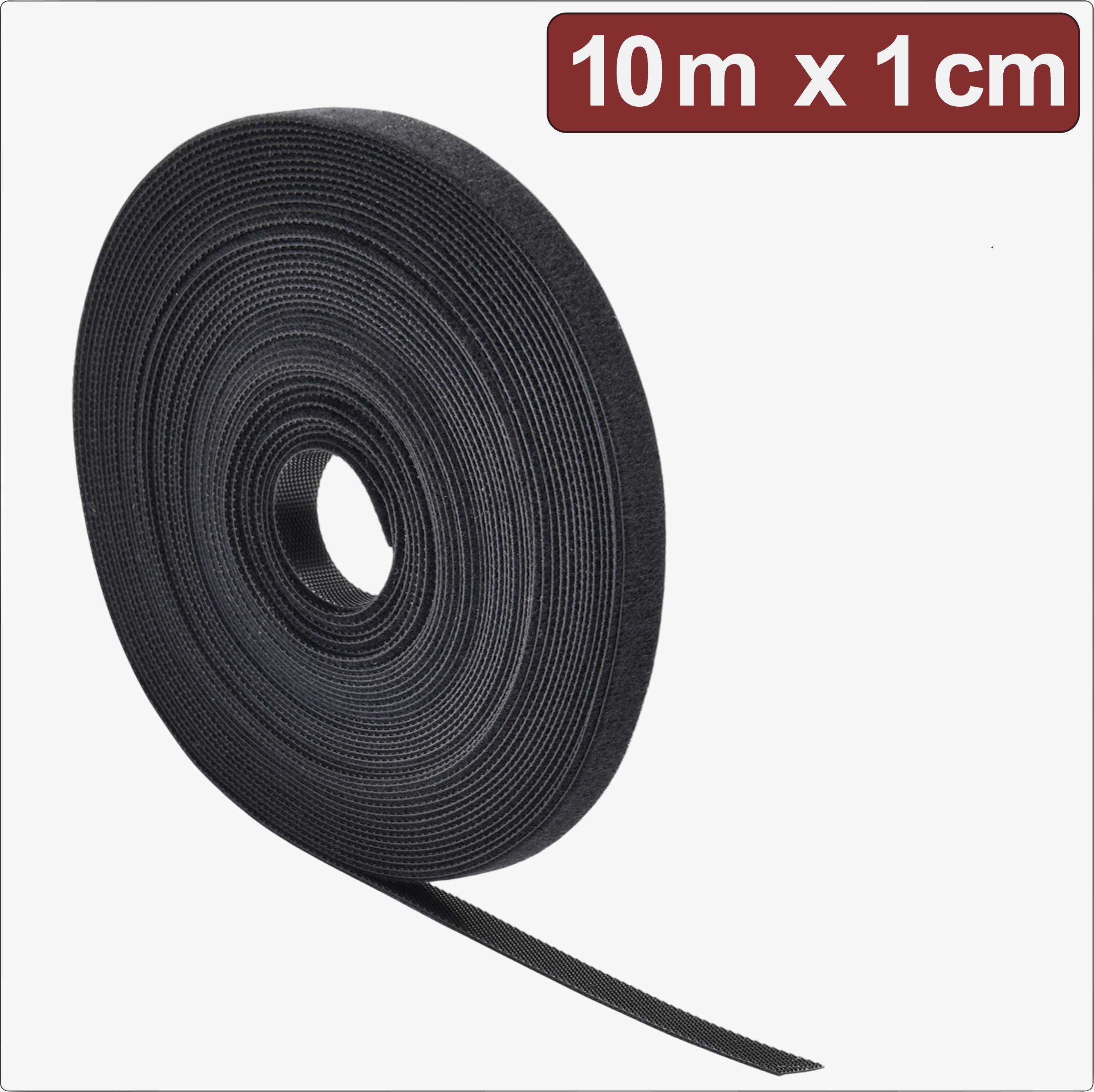 Quadrios 24CA307 Hook-and-loop tape for bundling Hook and loop pad (L x W) 10 m x 1 cm Black 10 m
