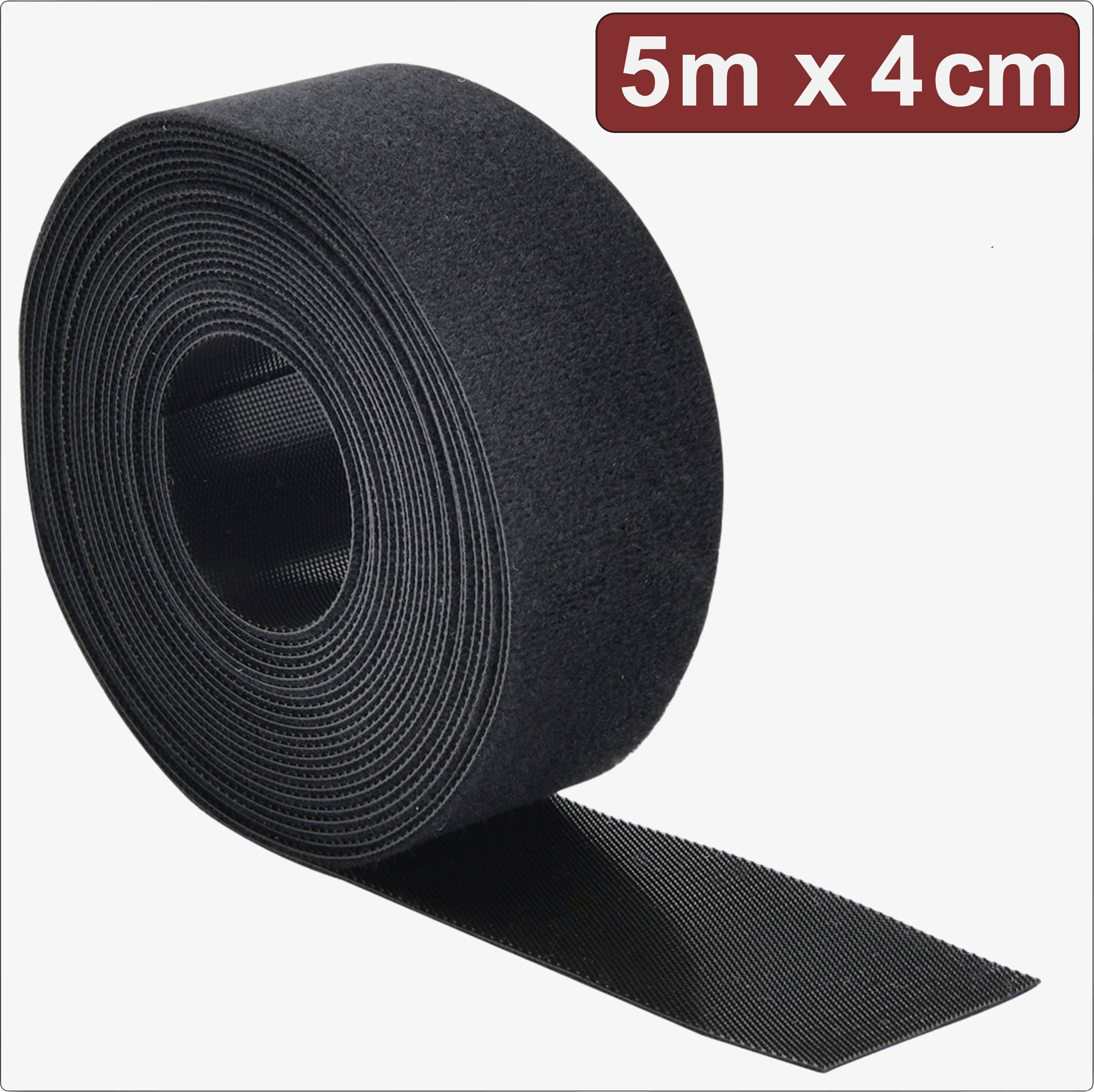 Quadrios 24CA309 Hook-and-loop tape for bundling Hook and loop pad (L x W) 5 m x 4 cm Black 5 m