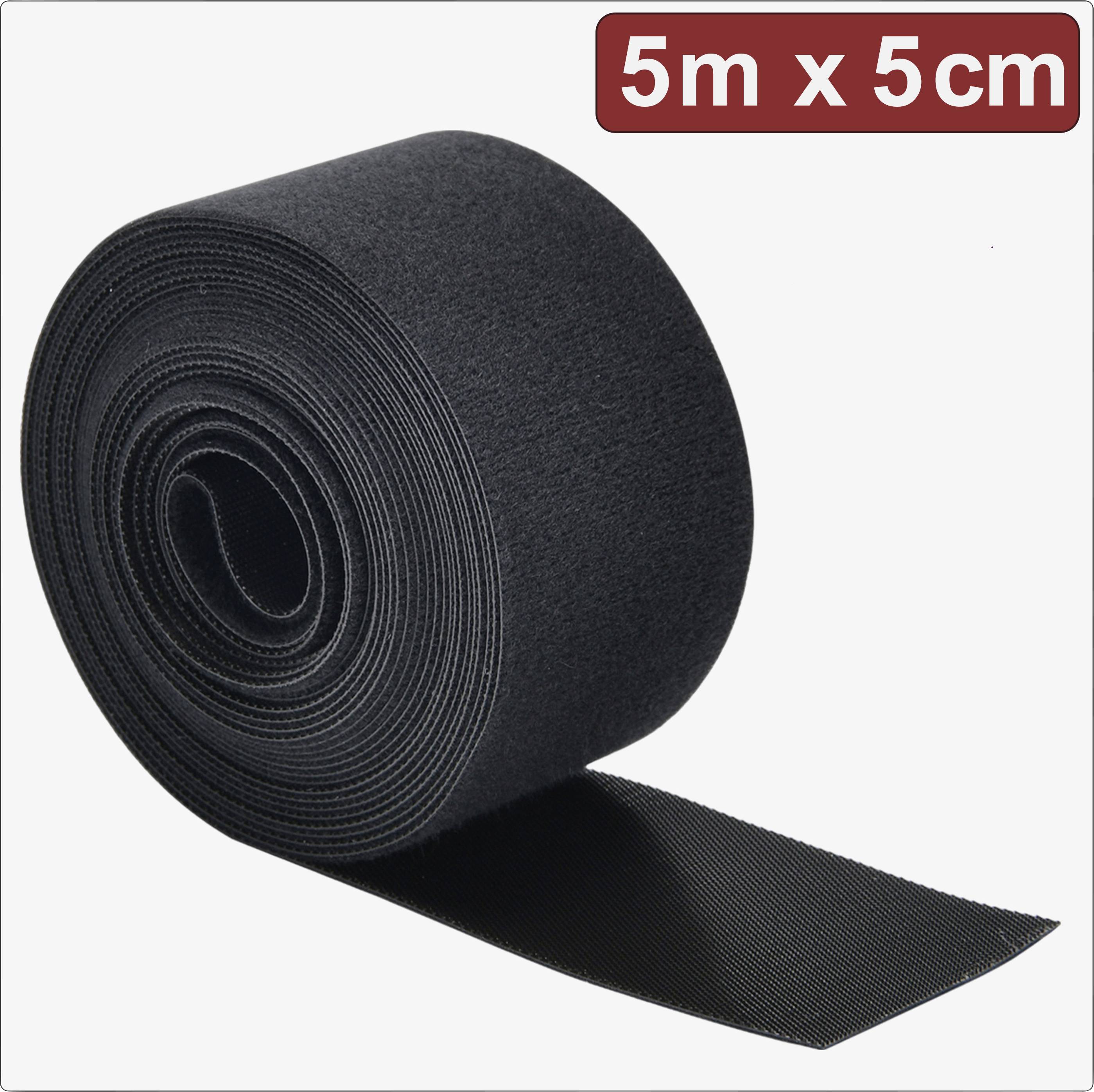 Quadrios 24CA310 Hook-and-loop tape for bundling Hook and loop pad (L x W) 5 m x 5 cm Black 5 m