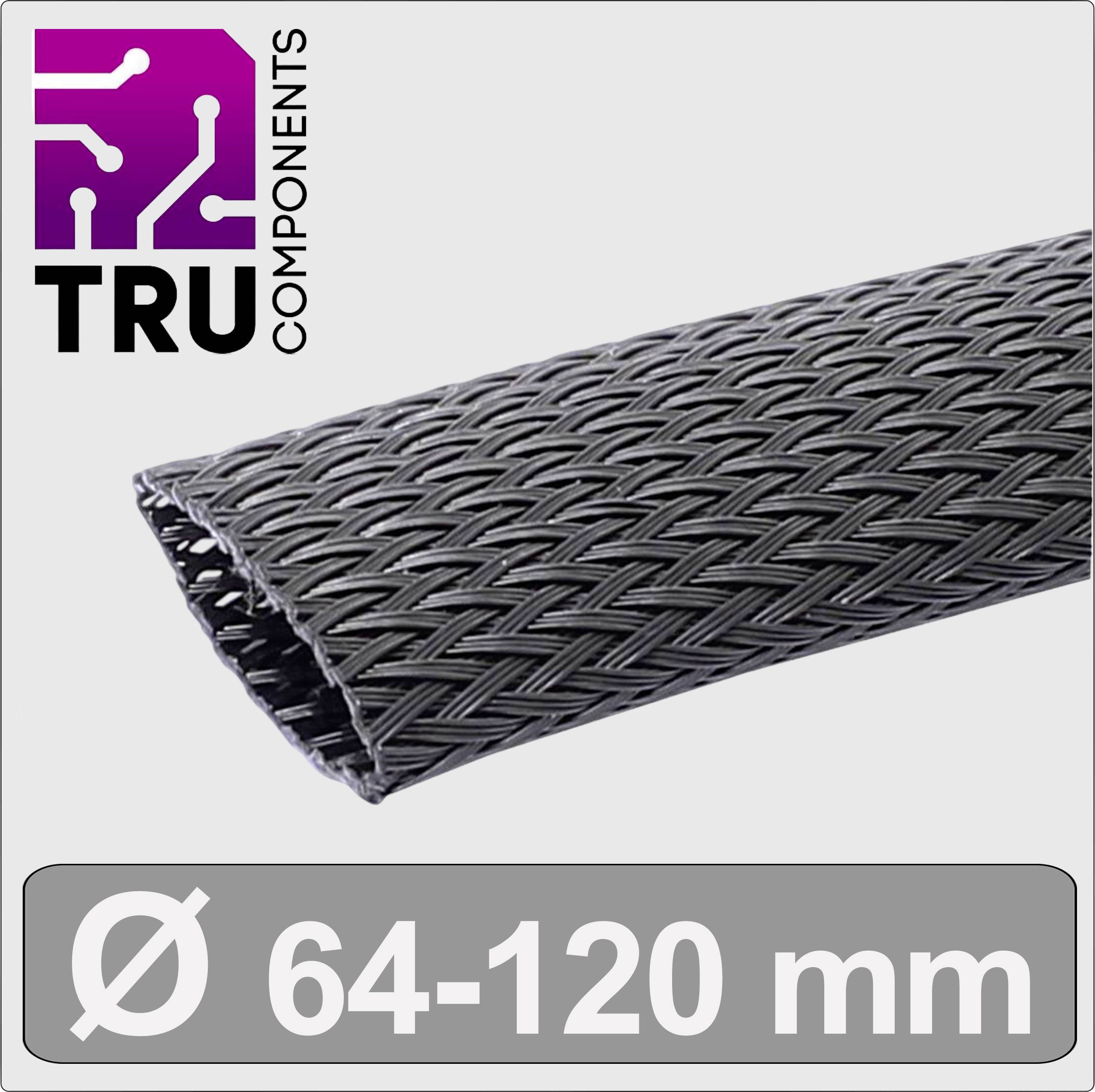 TRU COMPONENTS TC-13377592 T24CA114 Braided hose Black Polyester 63.5 up to 120.7 mm Sold per metre