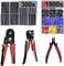 Black and red crimping tool set with cable lugs in various colours and heat shrink tubing, each labelled as a set with '300x' or '1800x'.