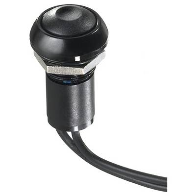 Black push button with cable, suitable for electrical circuits, on white background.