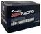 Black cardboard box with the inscription 'AMX Racing', 'AM4409MG Low Profile Servo' by Amewi. Contains a servo motor model.