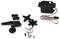 Servomotor with various plastic arms, screws, and accessories.