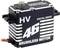 A digital high-voltage servo with the inscription '46 Brushless Motor', black housing with cooling fins and connecting cable at the bottom left.