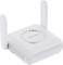 White Wi-Fi repeater with two aerials and an LED light on the front. Brand name shown above.