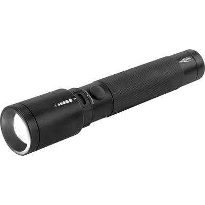 A black torch with a non-slip grip, on/off switch and brightness adjustment.