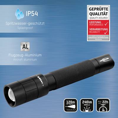 'Torch made from aircraft-grade aluminium, splash-proof (IP54), bright up to 240 lumens, tested for performance and reliability.'