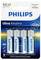 'PHILIPS' Batteries, AA x4, Ultra Alkaline, lasts up to 10 years, 132% more power, including 4 batteries in plastic packaging.