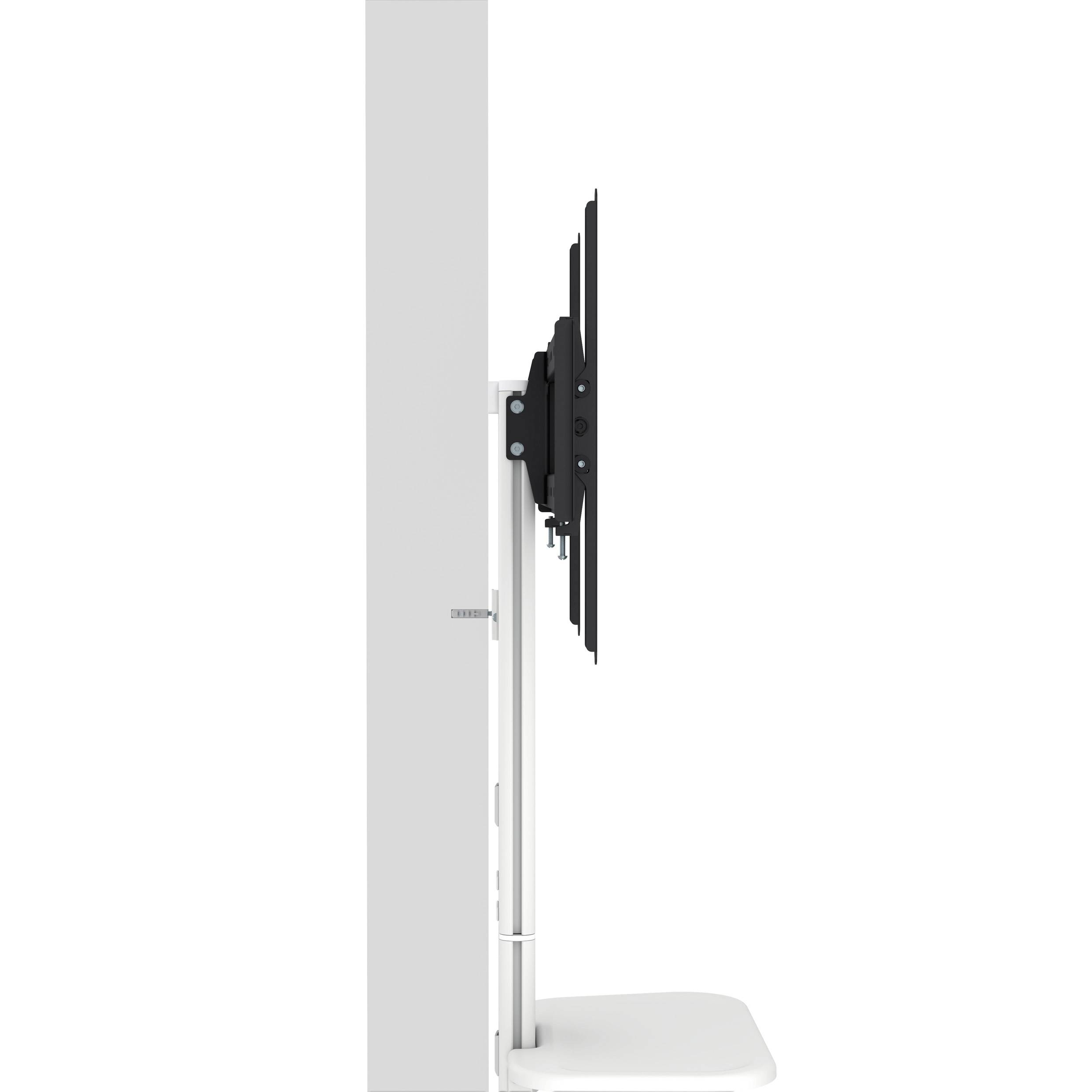 A sleek wall-mounted TV bracket shows a television fixed parallel to the wall, with a discreet, minimalist construction.