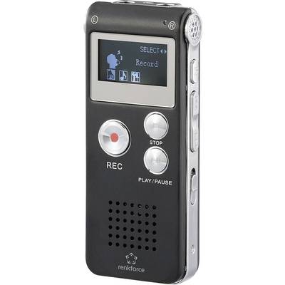 Renkforce RF-DVR-L169 Digital dictaphone Max. recording time 40 h Black Noise cancelling
