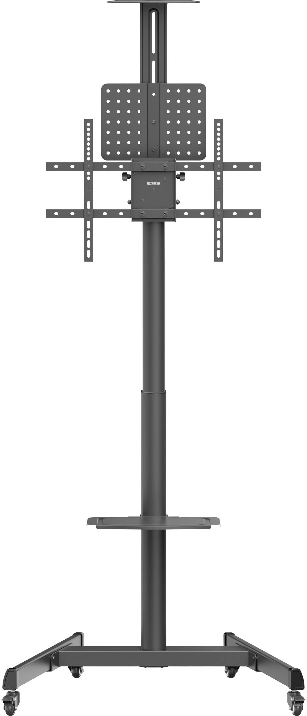SpeaKa Professional SP-TVC-1300 TV trolley Height-adjustable, Hand crank, Camera tray, Tray 94,0 cm (37) - 190,5 cm (75) Floor stand, Landscape / portrait,
