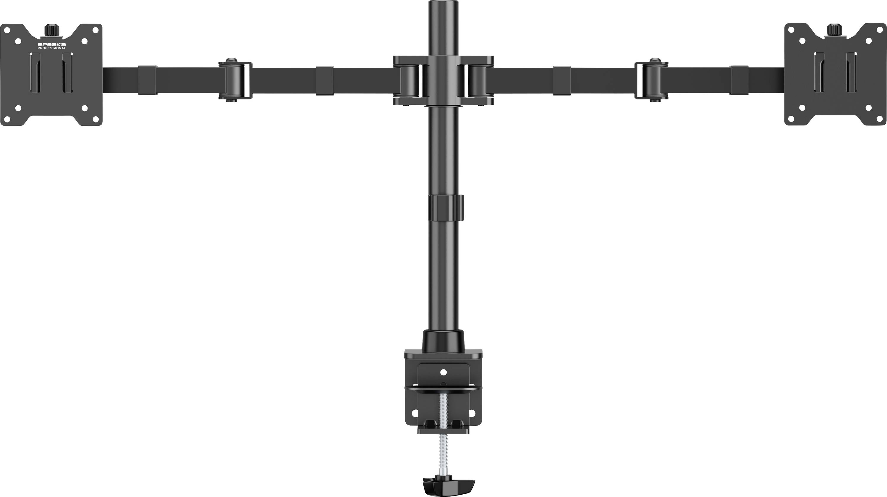 SpeaKa Professional SP-MM-221 2x Monitor desk mount 43,2 cm (17) - 88,9 cm (35) Black Height-adjustable, Swivelling/tiltable, Rotatable