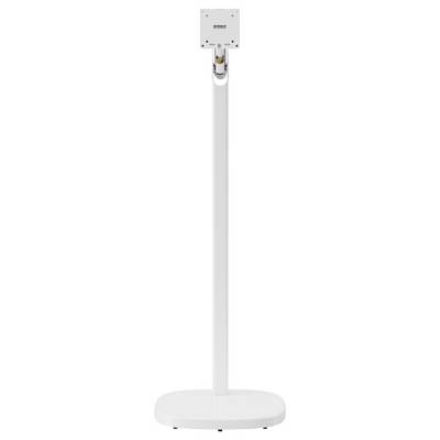 A white stand with a rectangular base on top, suitable for mounting a monitor or device.