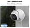 Security camera mounted on a wall with raindrops, labeled 'IP67 Wetterfest', highlighting its weather resistance.