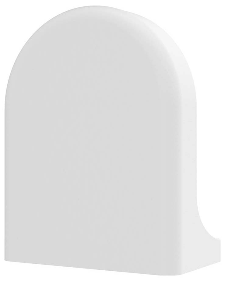A plain, white, curved object, possibly a wall termination or cover.