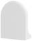A plain, white, curved object, possibly a wall termination or cover.