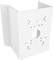 White rectangular metal mounting bracket with multiple holes for securing devices, used in wall installations.