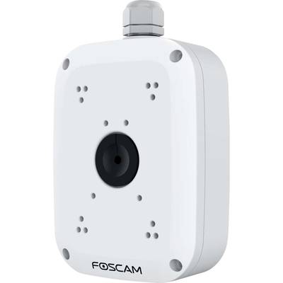 White security camera by Foscam with rounded edges and a black lens in the centre, suitable for surveillance.
