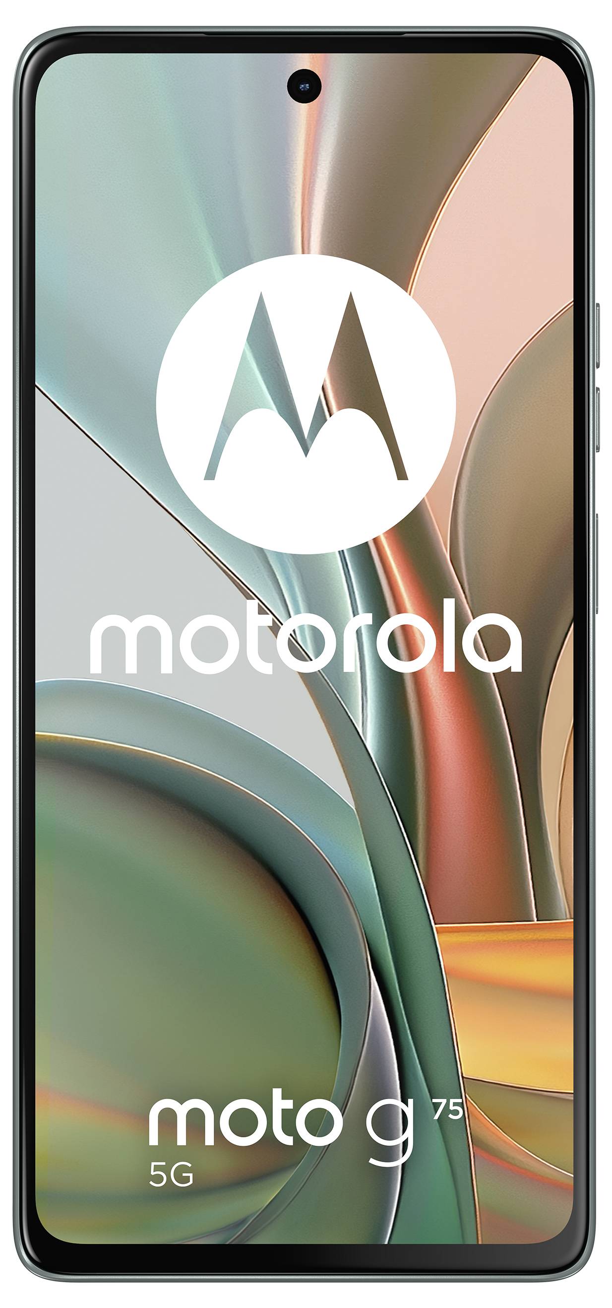 A smartphone with a modern design displays a colorful abstract wallpaper and the branding 'motorola moto g 73 5G' on the screen.