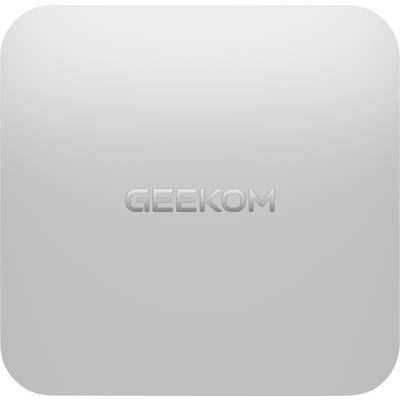 Silver, square device with rounded corners and the 'GEEKOM' logo in the centre.