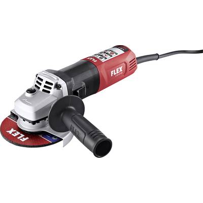 An angle grinder by Flex in red and black with a removable handle, displayed against a white background.