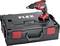 Cordless drill on a black tool case with a red accent, brand 'FLEX'.