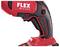 Close-up of an electric power tool with a red and black handle, marked with 'FLEX DW 45 18.0-EC' and 'BRUSHLESS'.