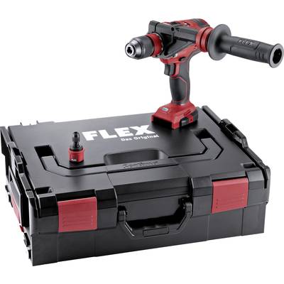 'Cordless drill on a black tool case with the inscription FLEX.'