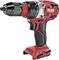 A red cordless drill with black and silver detailing, brand logo on the side. Plastic casing, ergonomic handle.