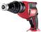 A red, cordless power drill by 'Flex', with a black handle and silver chuck, for use in craftwork.