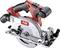 A circular saw with a red handle and silver blade, with 'FLEX' written on it.