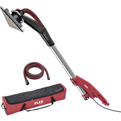 Long-reach sander with vacuum hose and carry case, typically used for sanding walls and ceilings.