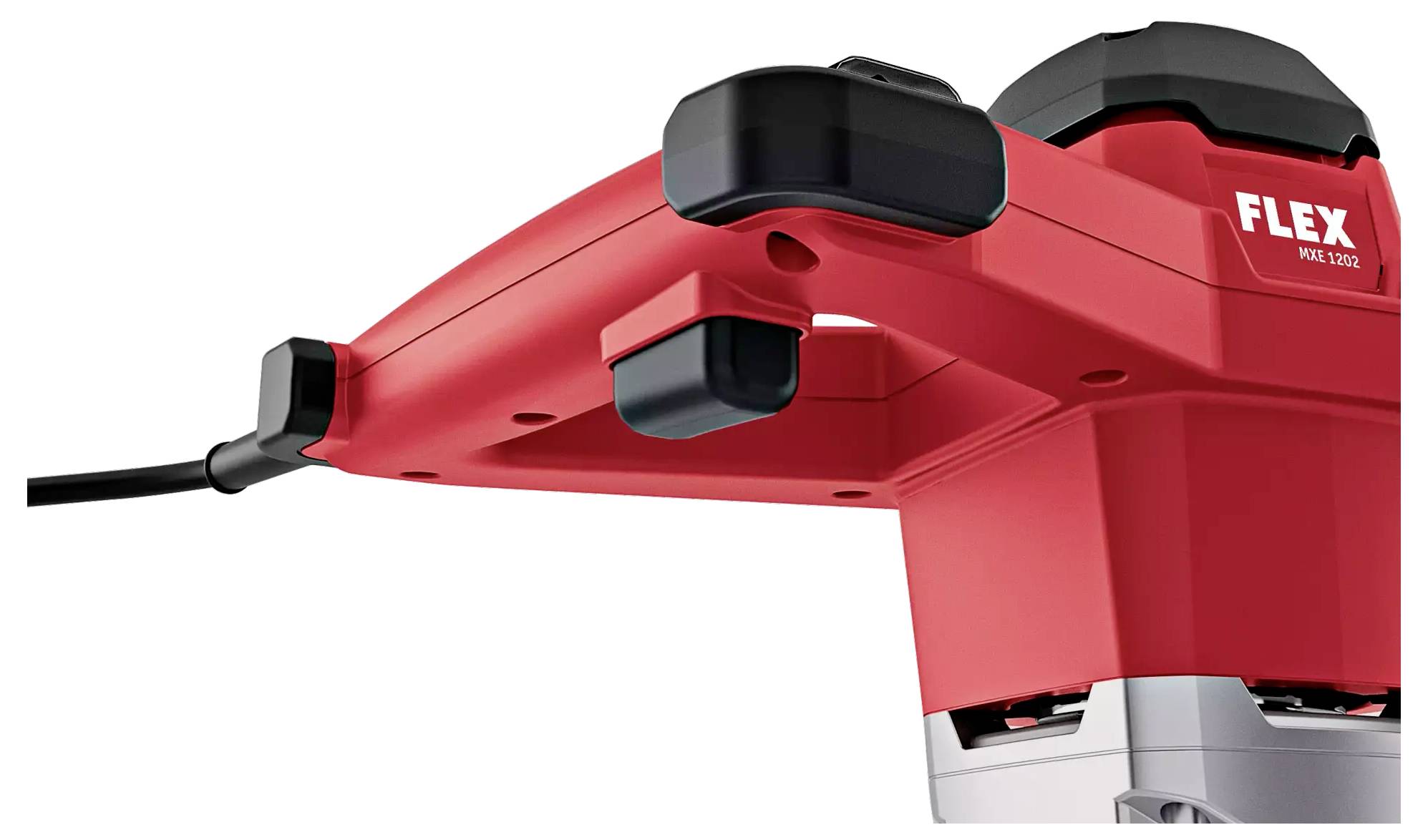 A red hand mixer with a black handle by Flex. The device is robust, designed for use in construction and renovation.