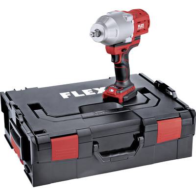 A red cordless impact driver sits on a black tool case with the 'Flex' logo, suitable for trade and craft work.