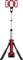 A portable, height-adjustable red LED site light with extendable legs and an adjustable light holder for construction site illumination.