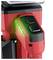 Red electric power tool with a black handle. Shows three black buttons and green LED indicators signalling operational readiness.