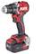 Cordless drill in red and black with the 'FLEX' label. It features an 18V lithium-ion battery and is compactly designed.