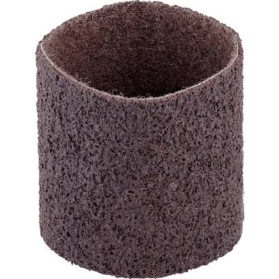 'Abrasive sleeve made of coarse abrasive material, cylindrical shape, dark brown colour, for grinding work on tools or wooden surfaces.'