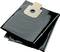 A large black vacuum cleaner bag lies on a white background. It has a cardboard closure with a round opening.
