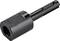 A black steel drill chuck, cylindrical in shape with a knurled handle, used for securing drilling tools in machines.