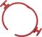 Red, circular plastic part with two short arms protruding from the ends, on a white background.
