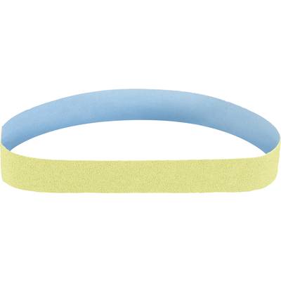 A blue and yellow rubber ring in a loop formation, symbolising endless continuity.
