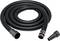 A black vacuum cleaner hose with two different nozzle attachments. The hose is coiled in a spiral shape.