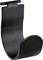 A black plastic wall hook designed for mounting on a rail. Ideal for hanging bags or clothing items.
