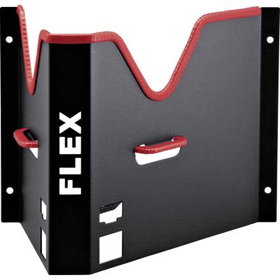 Black holder with red trim, labelled 'FLEX'. Suitable for hanging and holding tools or devices on the wall.