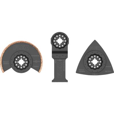 Three black flexible saw blades for various applications: cutting disc, saw blade, and grinding plate.
