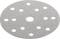 Round sanding disc with multiple holes for air circulation. Suitable for sanding work on wood or metal.