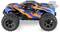 Remote-controlled toy car in vibrant blue and orange hues with 'Hyper 4WD' written on the side.