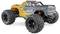 A remote-controlled off-road vehicle in yellow with large, rugged tyres, designed for driving on uneven terrain.